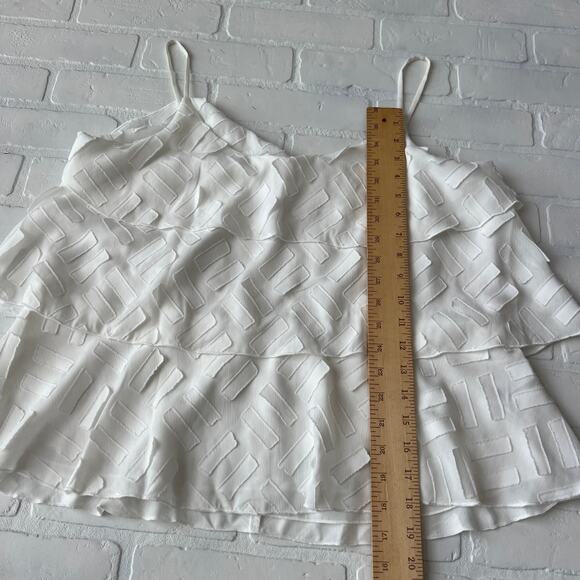 AMANDI Anthropologie White Layered Ruffle Camisole Blouse Top -sz M - Picture 5 of 6